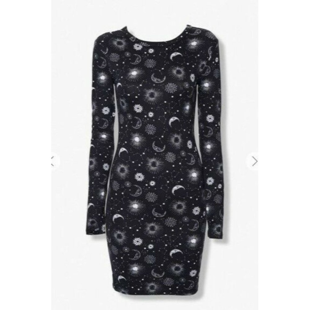 Forever 21 Celestial Print Bodycon Dress Size Small